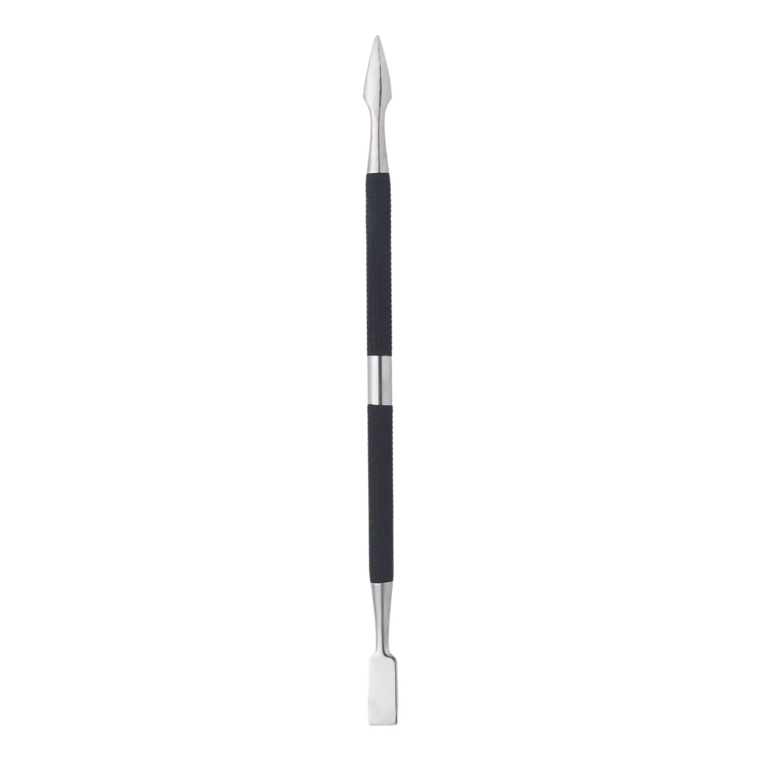 Japonesque Stainless Steel Cuticle Pusher, Dual-Ended Manicure Tool with Soft-Touch Handle for Smooth Nails and Professional Results