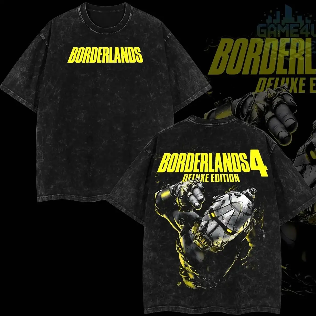 GameLife4U Retro Borderlands 4 T-Shirt 100% Premium Cotton Oversized Washed Classic Fit Menswear Top Casual Graphic Soft Seamless Black Apparel Tshirt LDH