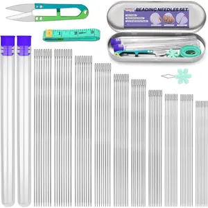 102 Pcs Beading Needles, Extra Straight Fine Size 10-12 Seed Beads Needles for Embroidery Jewelry Making