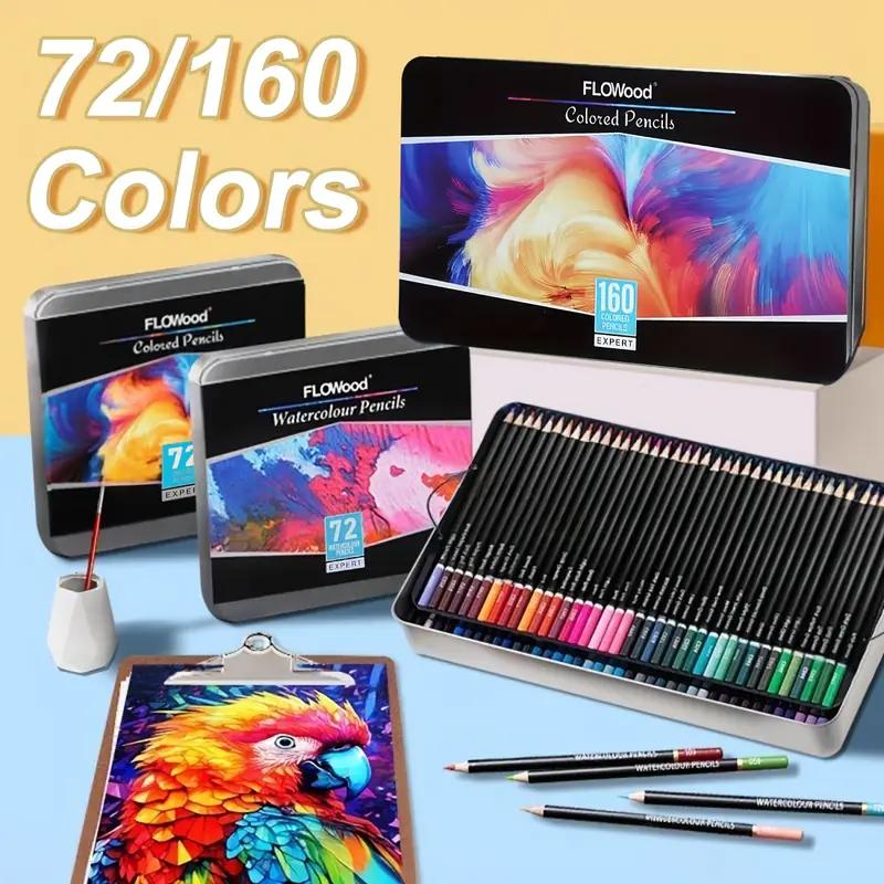 160 Watercolor Pencils, Beautiful Blending Effects with Wet or Dry,Ideal for Coloring Book Blending Sketching- Water Soluble Pencils for Adults