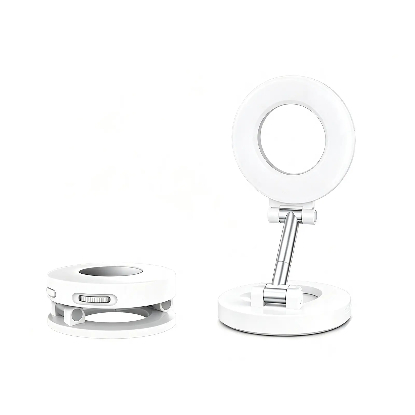 Magnetic Beauty Fill Light, 360° Adjustable Foldable Stand Selfie Ring Light, Rechargeable LED Phone Lighting With Mirror, Portable Clip-on Fill Lamp For Live Streaming, Makeup, Vlogging, TikTok Video Shooting & Night Selfies For All Smartphones