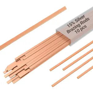 15%  Brazing Rods AWS BCuP-5 10 Sticks  Solder Phos Copper Brazing Alloys Flat Welding Rods 0.050"x1/8"x10" for Air Conditioning, Refrigerator, Cold Storage, and HVAC Units
