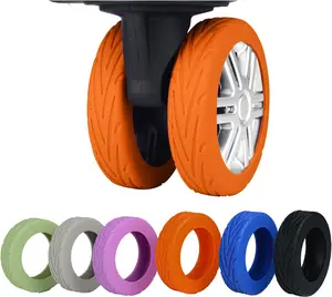Upgrade Luggage Wheel Covers, 8pcs Suitcases Wheel Protector,Wear-Resistant, Anti-Noise, Silicone Protectors For 2-2.4"Luggage Spinner,Accessories for Travel (Orange)