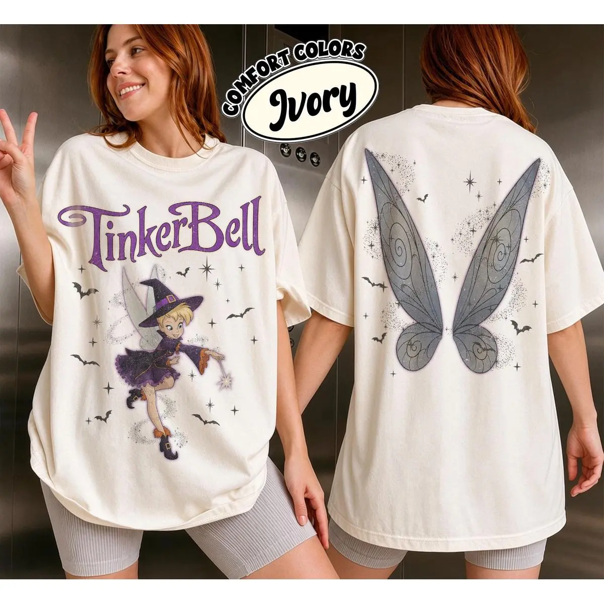 Comfort Colors Halloween Tinker Bell Shirt, Retro Peter Pan Fairy Halloween Tee, Spooky Season Pixie Dust, Princess Halloween Gift, Unisex Crew Neck Top, Classic Streetwear