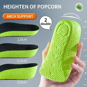 Popcorn Height Increase Insoles - 1.5cm 2.5cm 3.5cm Arch Support Heel Lift Shoe Pads for Men Women All Seasons