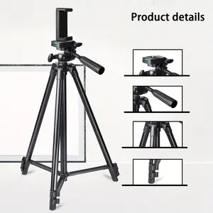 Adjustable Aluminum Alloy Tripod Stand - 50.3" Multi-Functional Selfie Stick with Phone Holder & Camera Mount for Vlogging & Live Streaming Black Portable Equipment Recording Smartphone