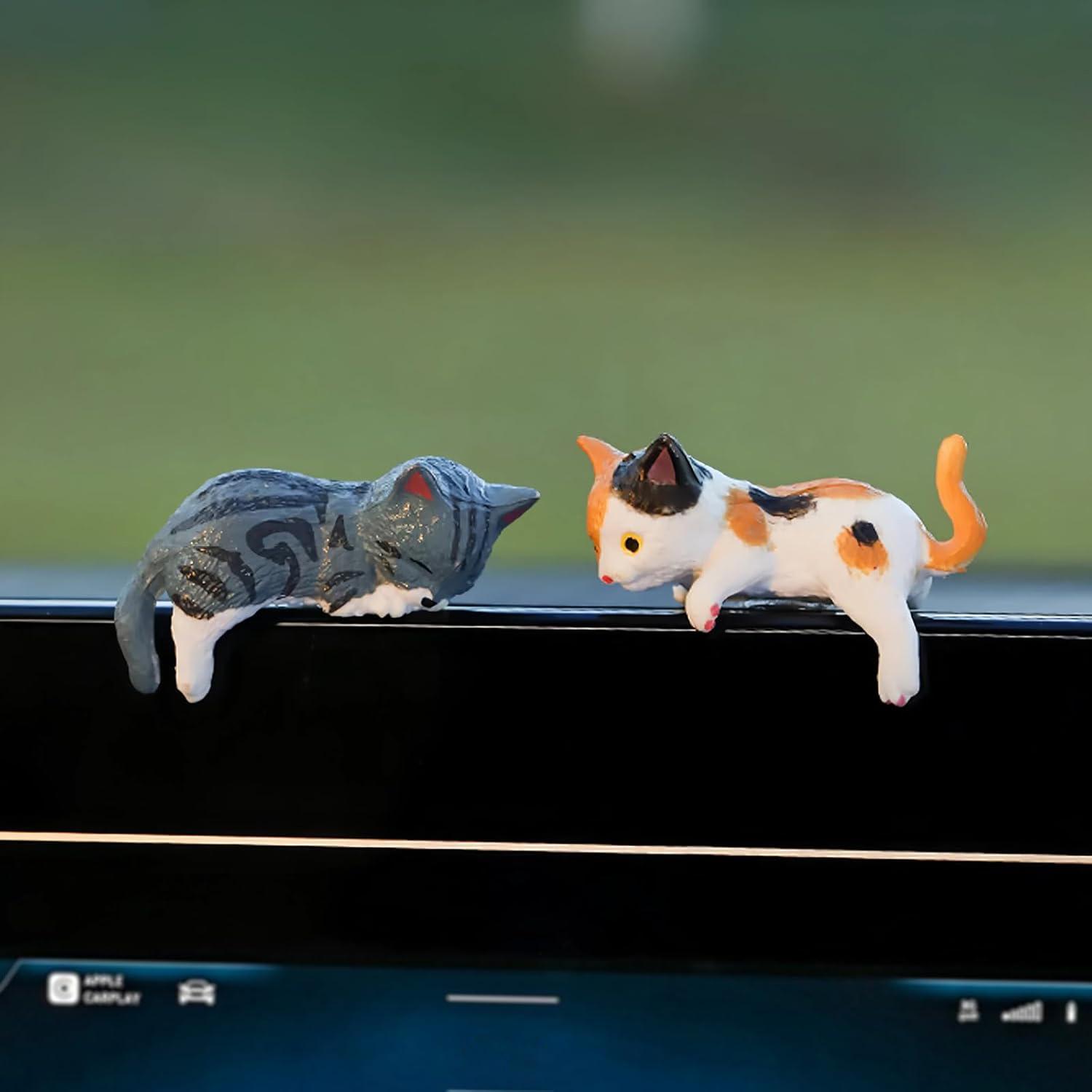 2026 Mini Cat Desk Figurines Set of 5 Resin Multi-Pose Cute Cartoon-Style Kitty Desk Companions for Home Offices & Cubicles