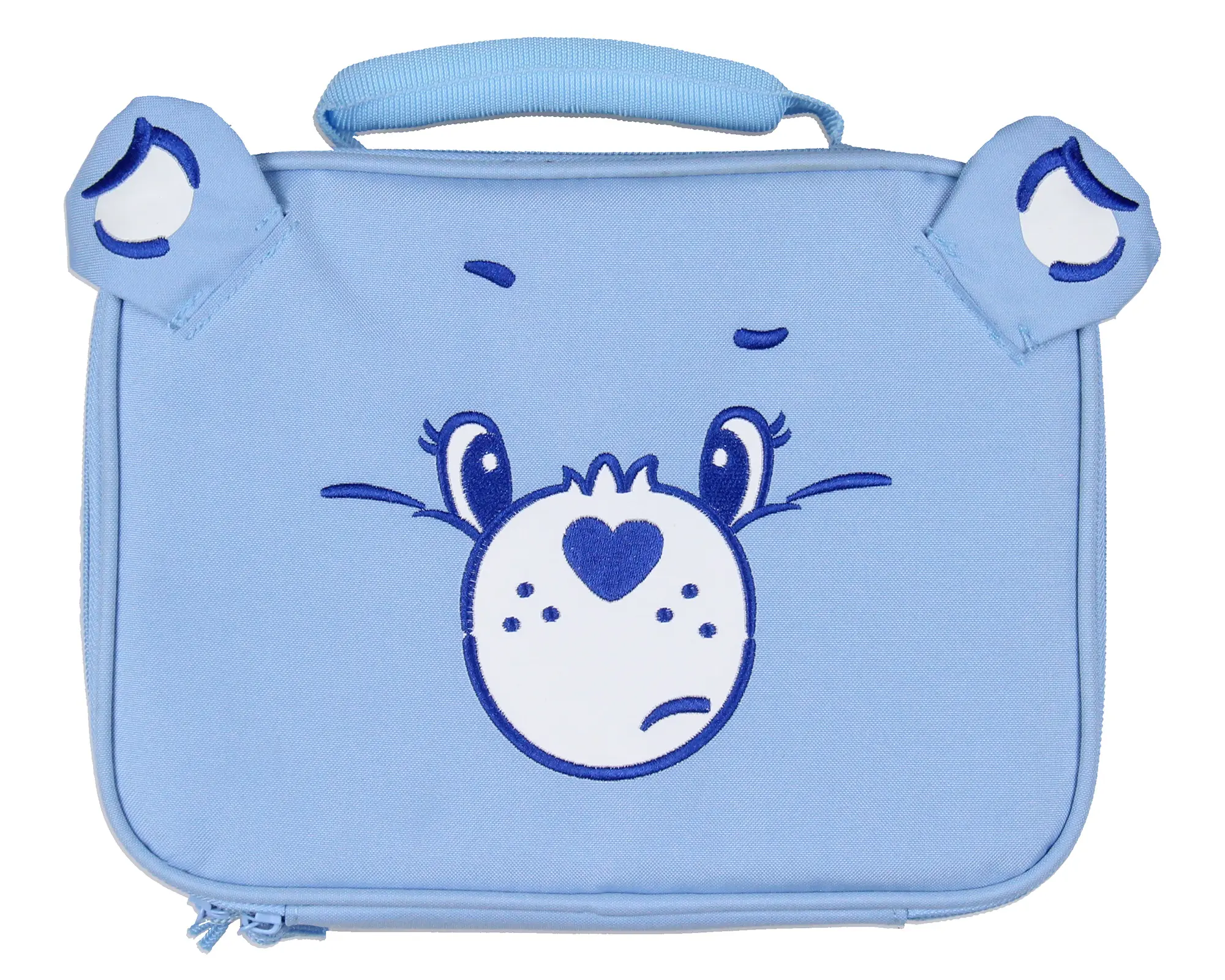 Care Bears Lunch Box Grumpy Bear Embroidered Face 3D Ears Insulated Lunch Bag Tote 10"