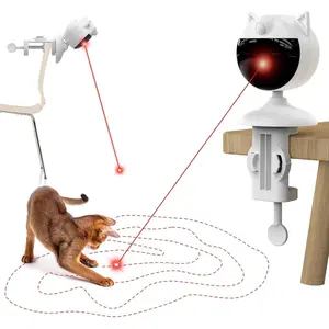Smart Sensor Cat Laser Toys Interactive, Motion Activated Truly Random Trjajectory, Clamp Design, Automatic Chargeable Kitten Toy Indoor Exercise, Cream White