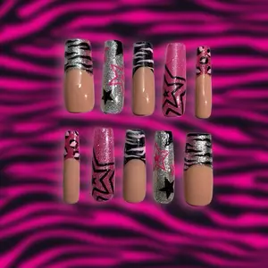 Y2K Animal print Hand Painted Press on set