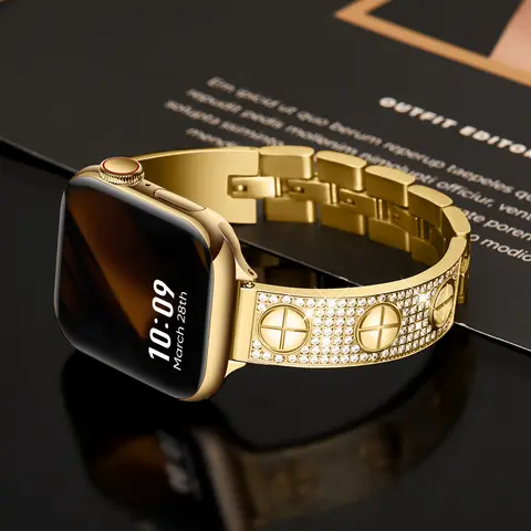 MISSAIR Luxury Diamond 316L Stainless Steel Bracelet Band for Women, Elegant Jewelry-Style Strap Compatible with Apple Watch Series 1–12, SE & Ultra, 38mm–49mm