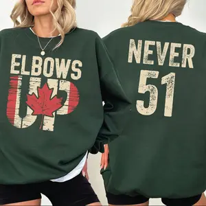 Elbows Up Canada Never 51st Sweatshirt, Anti-Trump Canada Hoodie, Canadian Pride Pullover, Maple Leaf Gift, Pro-Canada Sweat