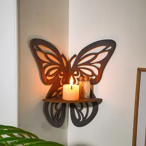 Butterfly Shaped Wall Shelf, Wall Mounted Shelf, Creative Simple Nail Wall Display Rack, DIY Assembly Wooden Storage Organizer, Home Decor Decoration