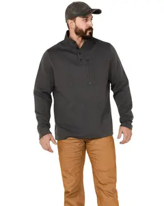 Brothers And Sons Men's Solid Quilt Weathered Mock 1/4 Button Front Pullover - Bassp22k41-Char