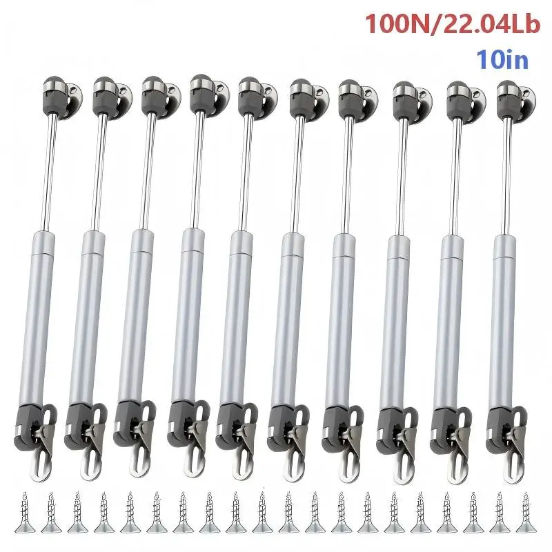 Hydraulic Soft Open Gas Spring Hinge Set, 10pcs, Easy Installation, Durable Construction, Multiple Strengths, Shock Absorption, 100/150/200n Air Springs, Kitchen Cabinet Door Toy Box Shock Absorber Furniture Hinges