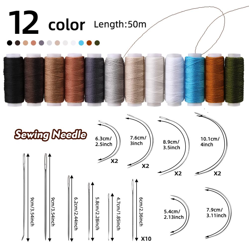 Harxvto 48 Pieces Heavy Duty Sewing Kit With Sewing Awl, Seam Ripper, Leather Hand Sewing Stitching Needles, Sewing Thread For Car, Sofa, Backpack, Shoe, Craft DIY Upholstery Restoration Kit