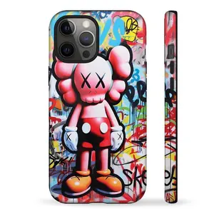 Kaws Graffiti Pink, Hypebeast Single Two-In-One Film Case - Durable, Shock-Absorbing, and Trendy Protection - for iPhone17 16, 15, 14, 13, 12 Plus, Pro, Max, and Samsung S25-22 Perfect Birthday Gift for Friends