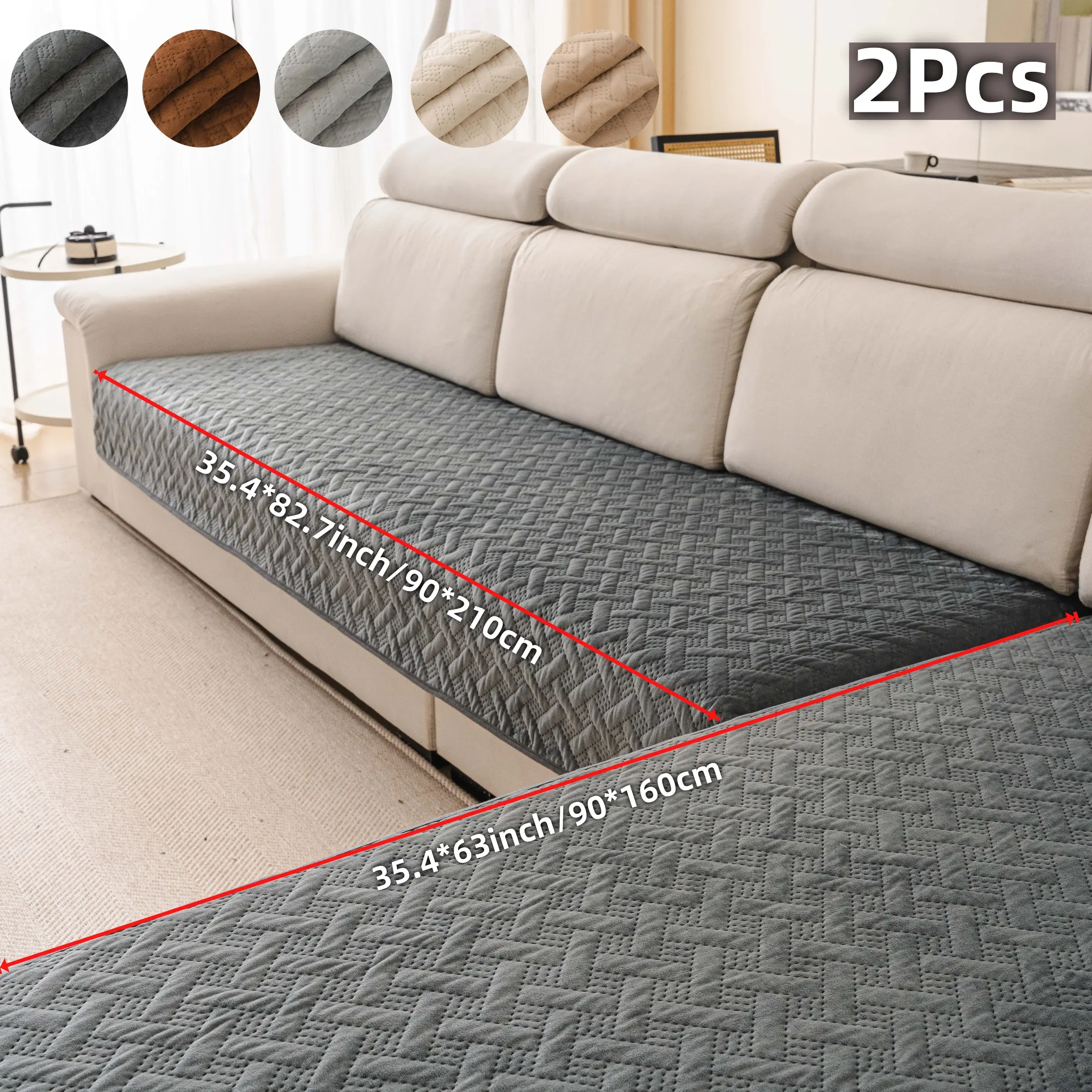 2PCS Anti-Slip Plush Sofa Slipcover Set - Pet-Friendly, Scratch-Proof, Perfect for Dogs & Cats - Universal Fit for Couch & L-Shaped Sofas - Soft Touch, All-Season Use, Soft Sofa Protector
