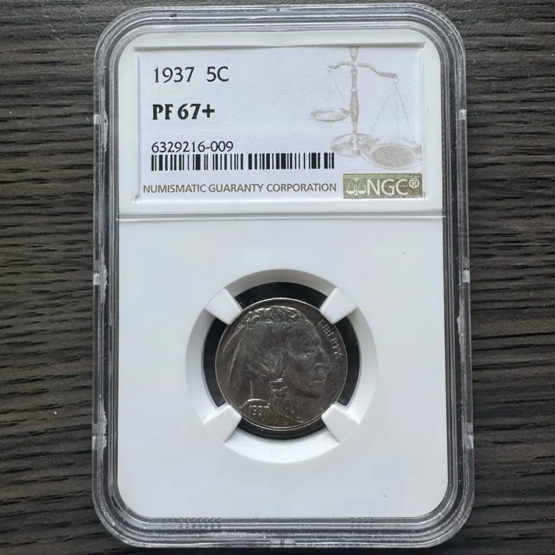 1937 5C Buffalo Nickel, NGC Certified PF67+ Grade Coin