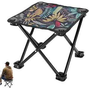 Camping Stool, Maple Leaf Folding Stool, Portable Oxford Cloth Chair, Equipped with Metal Tubes, Suitable For Backpacking, Camping, Fishing, Picnics, Beaches and Parks, Comes with a Storage bag, and is a Special Chair for Backpackers.