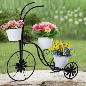 Rustic Bicycle Flower Cart Stand for Patio & Backyard Decor Lockable Heavy Duty Post Mount Mailbox