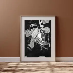 [Unframe] [Free ship] Michael Jackson Wall Art Iconic Pop Legend Black & White Poster