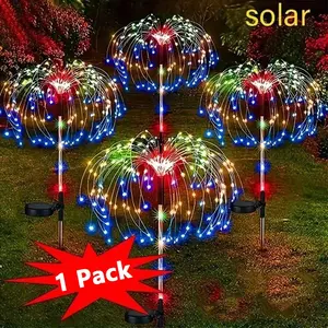 Solar Garden Fireworks Lamp, Floor Plug in Lamp, Pathway Lighting, Outdoor Garden Decoration, Waterproof and Durable, Easy Installation, 3 Lighting Modes Adjustable, Wireless Solar Fireworks Lamp, Garden Lawn Party Night