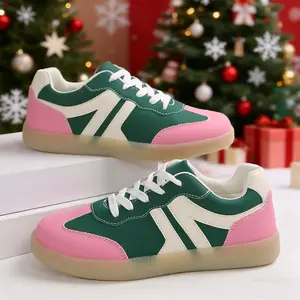 Women's Fashion Flat Sneakers Comfortable Low-Top Lace-Up Shoes Outdoor Walking Shoes