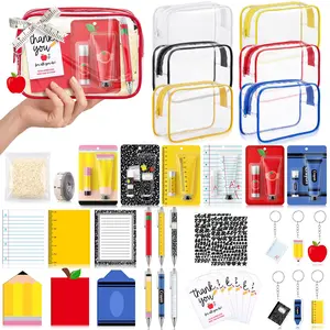4/6/8 Sets Teacher Appreciation Gifts Bulk with Clear Makeup Bags Note pads Pens Keychains Jumbo Paper Clips Socks Hand Cream Lip Balm Back to School Teacher Gift Set for Women Staff Coworkers Classroom Office