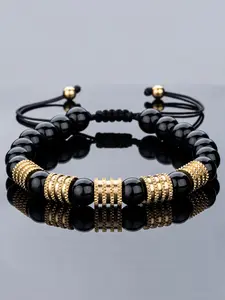 Fashion Men's Stainless Steel Bracelet DIY Braided Cord Jewelry Adjustable Size Holiday Women's Bracelet Gift Present