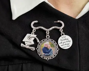Personalized Graduation Memorial Photo Lapel Pin, Custom Memorial Charm Pin for Graduate, Senior 2026, Remembering Loved Ones, Gown Brooch Pin, Walking Beside You Class of 2026 In Loving Memory Gifts for Him Her