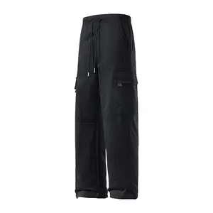 Men’s summer straight-leg cargo pants — trendy streetwear/high-street athletic casual style, loose fit, versatile long trousers for men