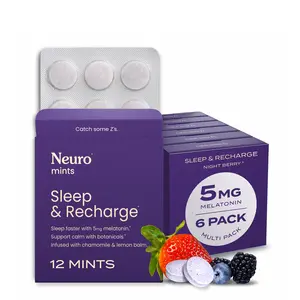 Neuro Melatonin Mints for Better Sleep - Fast Dissolve Sugar-Free Sleep & Recharge Mints with Lemon Balm & Chamomile - Night Berry Flavor