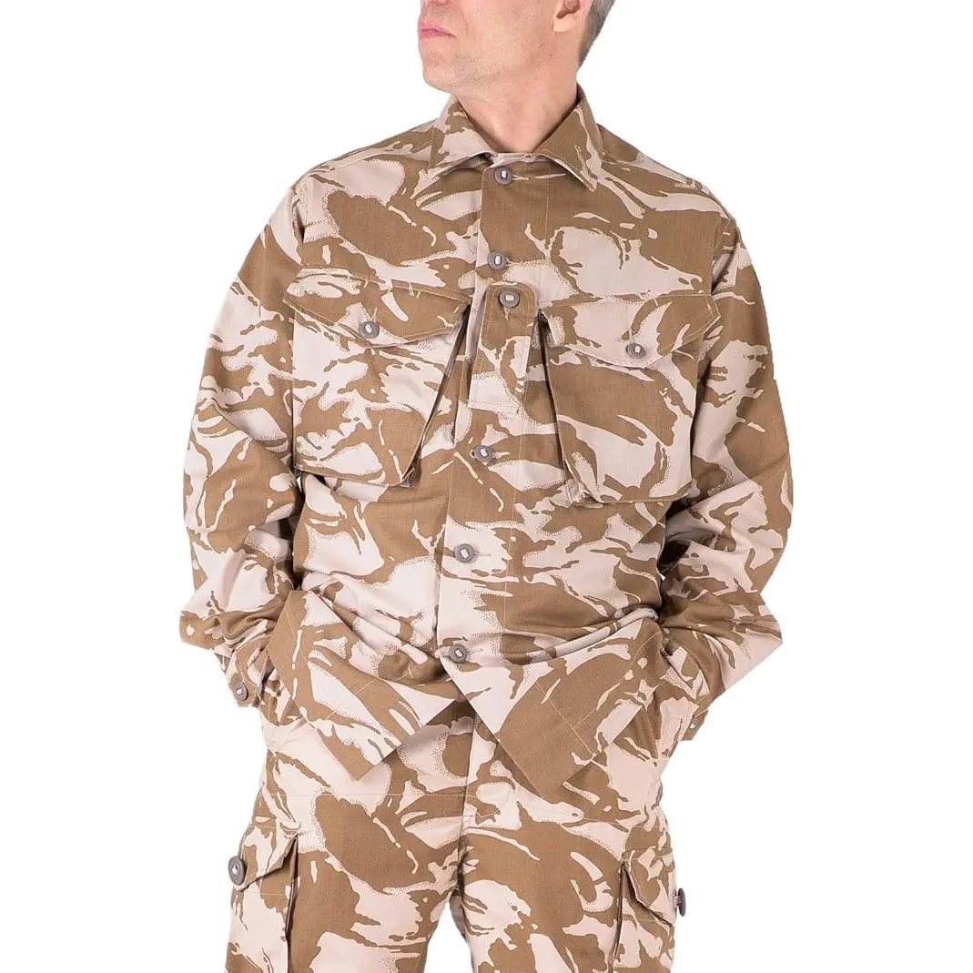 British Desert DPM Tropical Combat Jacket with Camouflage Pattern and Button Closure