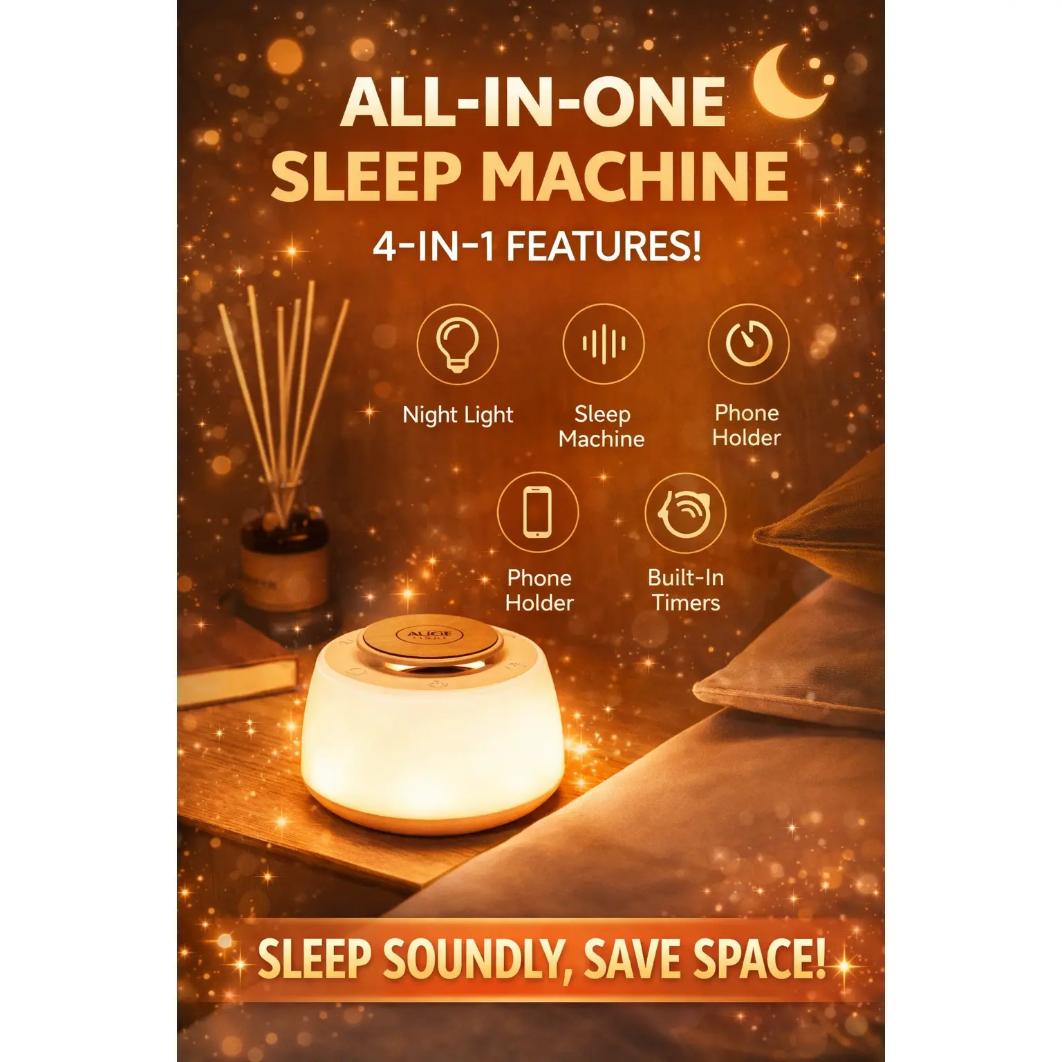 ✨ AUGE LIGHT 4-in-1 Sleep Sound Machine – Soothing White Noise & Night Light for Deeper, Calmer Sleep Anywhere 😴🌙