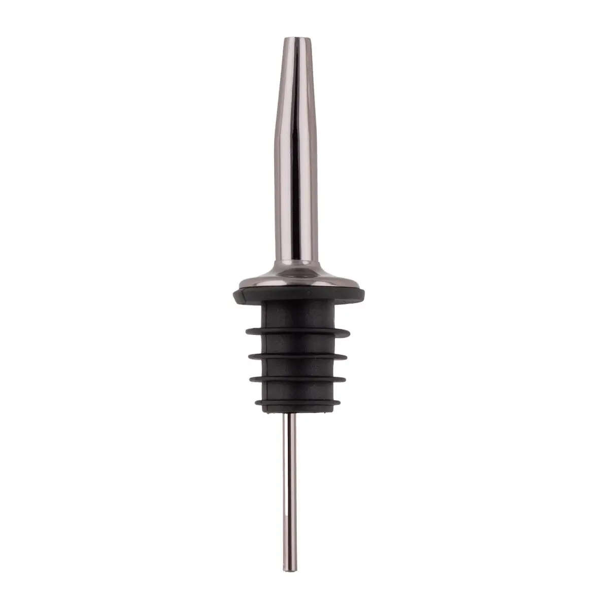 BarConic® Sturdy Gunmetal Finish Stainless Steel Liquor Pourer - Bar Utensil with Tapered Design, Rubber Cork Compatibility, Free-Flow Speed for Efficient Pouring