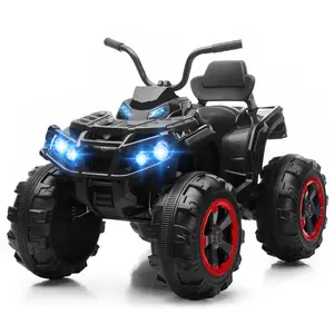 24V Electric car for kids, 4 Wheeler ATV Ride On Toy for Big Kids 2 Speed, Bluetooth Music Spring Suspension, LED Lights Electric Quad Boys Girls 3+