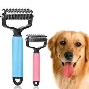 Pet Grooming Tool, Universal Detangling Comb for Dogs, Stainless Steel Double-Sided Design, Effective Shedding Removal & Matted Hair Tamer, Practical Daily Dog Coat Maintenance Supplies.