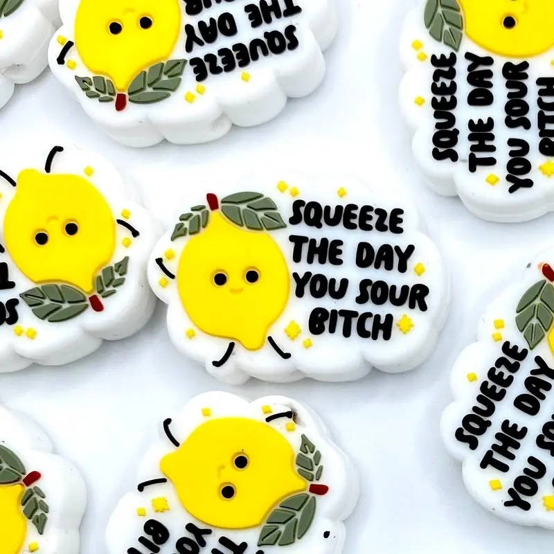 1pc Squeeze The Day You Sour B*tch Silicone Focal Beads | Funny Humor Colorful Beaded Pen DIY