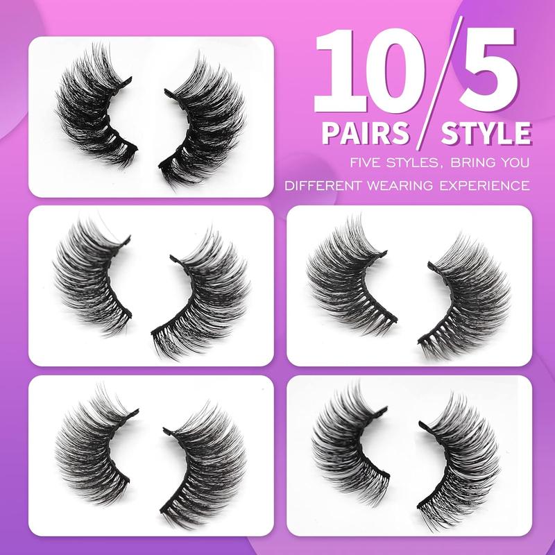 10 Pairs Cat-Eye Magnetic Lashes With Eyeliner, 3D Magnetic Eyelashes Natural Look With Eyeliner, Fake Eyelashes Magnetic
