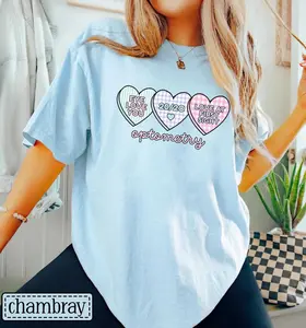 Optometry Valentine's Day  Shirt • Optometrist V-day Hearts Work Tshirt • Optometry Tech Gifts • Ophthalmic Technician Gifts