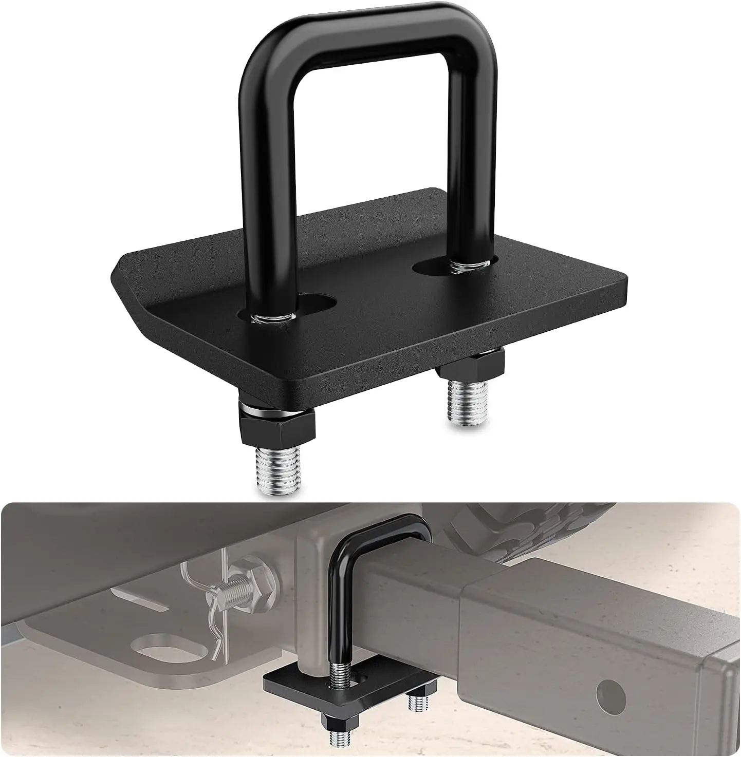 Nilight Trailer Hitch Tightener, 2-Inch Clamp-On Hitch Receiver Rear Racks & Accessories, Double Nut Design, Easy-to-Install Heavy-Duty Steel Anti-Rattle for Trailers Towing, Rubber Anti-Rust Triple Protective Matte Black