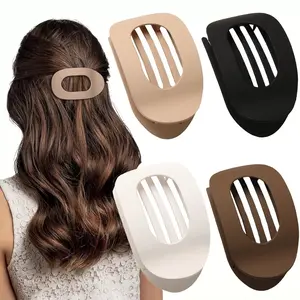 4pcs Large Hair Claws Set, 9.4cm/3.7in Plastic Black White Khaki Brown, Lightweight High-End Elegant Simple, Perfect For Daily Wear Party Beach Commute Vacation, Also For Face Wash & Hair Styling, Essential Outfit Hair Accessories Slide Barrettes