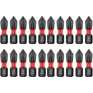 20 count 1 Inch/25mm PH2 Anti Slip Phillips Bit #2 Insert Bits,  Phillips  Bit Set,   Drill Bits, 1/4 Inch Hex Shank TS2 Steel   Screws Driver Bits
