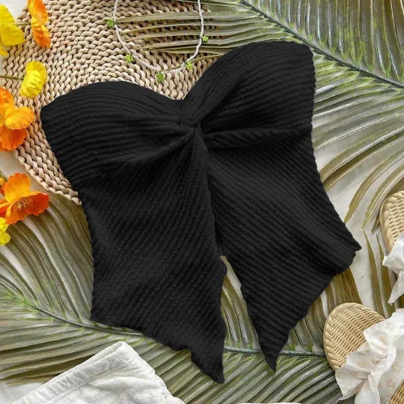 Women's Tube Top Bandeau Top, Chic Minimalist Basic Casual Solid Color Sleeveless Top for Summer, Casual Sleeveless Tops, Ladies Clothes for Beach Holiday Vacation