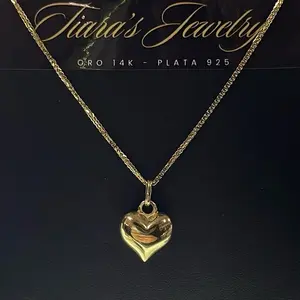 14k gold pendant - puffy heart  18&15mm long (necklace sold separately)