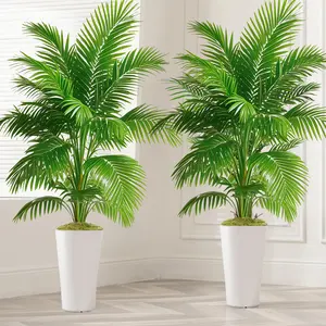 Artificial Trunk Palm Tree UV-Resistant PE Needle Like Foliage Tropical Plant Decor for Indoor & Outdoor Use Homes, Hallways, Restaurants, Hotels Spring/Summer Decoration
