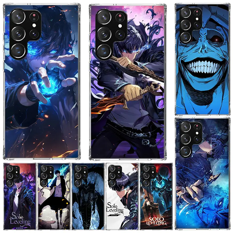 Anime S-Solos L-Levelings Print TPU Silicone Phone Case, Transparent Custom Full-Protection Casing for Samsung Galaxy S26 S25 S24 S23 S22 S21