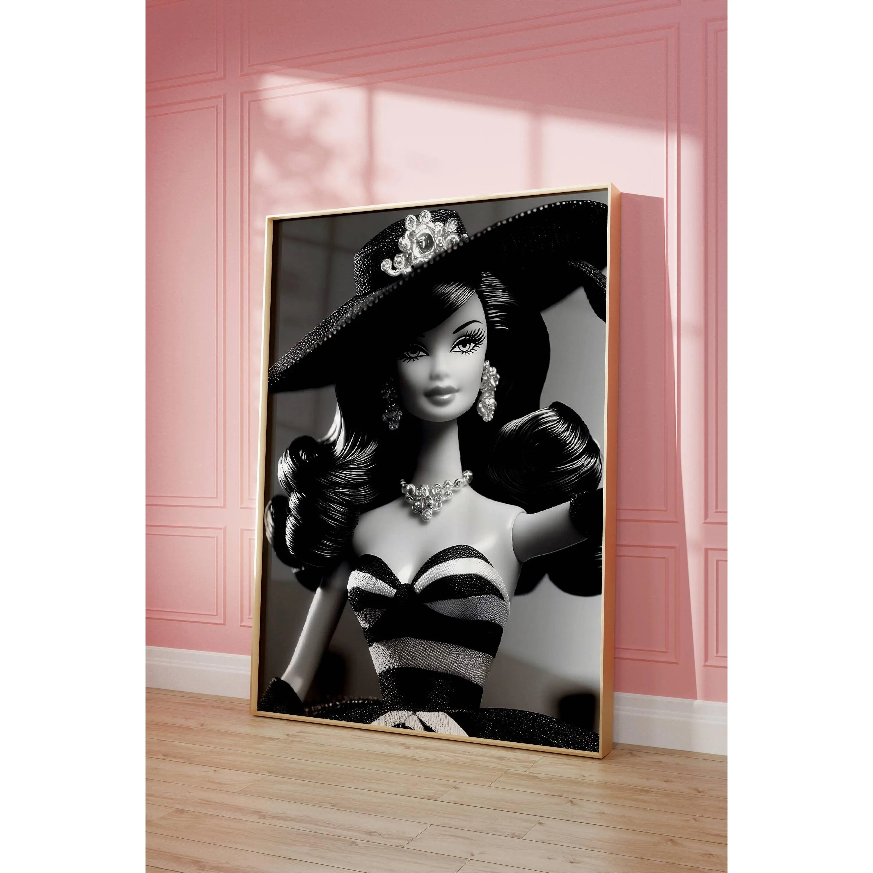 [SALE UP TO 40%] [Unframed] Fashion Doll Art Print - Retro Barbie, Black and White