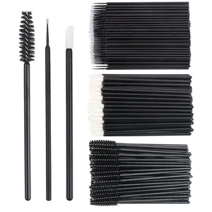 300 PCS Eyelash Extension Supplies Kit,Disposable Lash Spoolies Brushes Micro Swab Brushes Mascara Wand Lip Brushes for Eyelash Extension Tattoo Lipstick Applicator (Black)